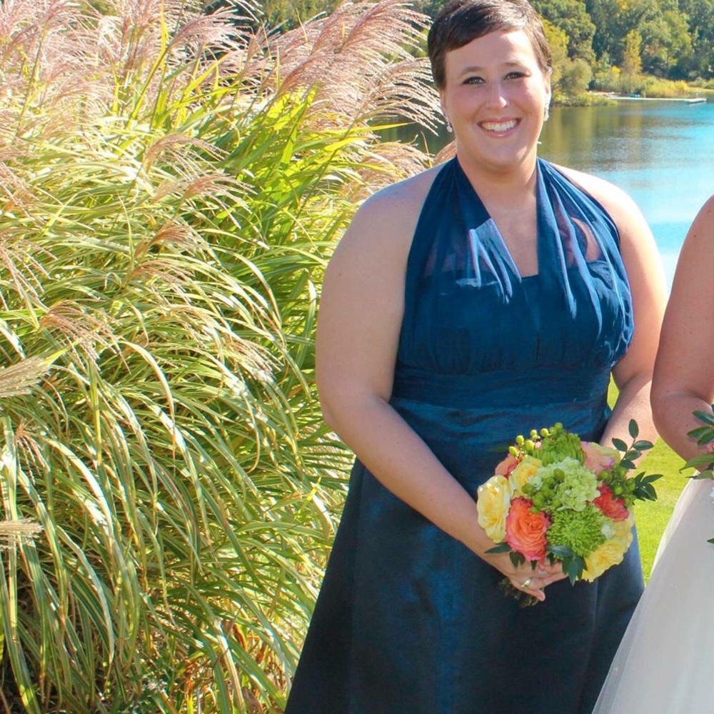 Navy Blue Halter-style Bridesmaid dress